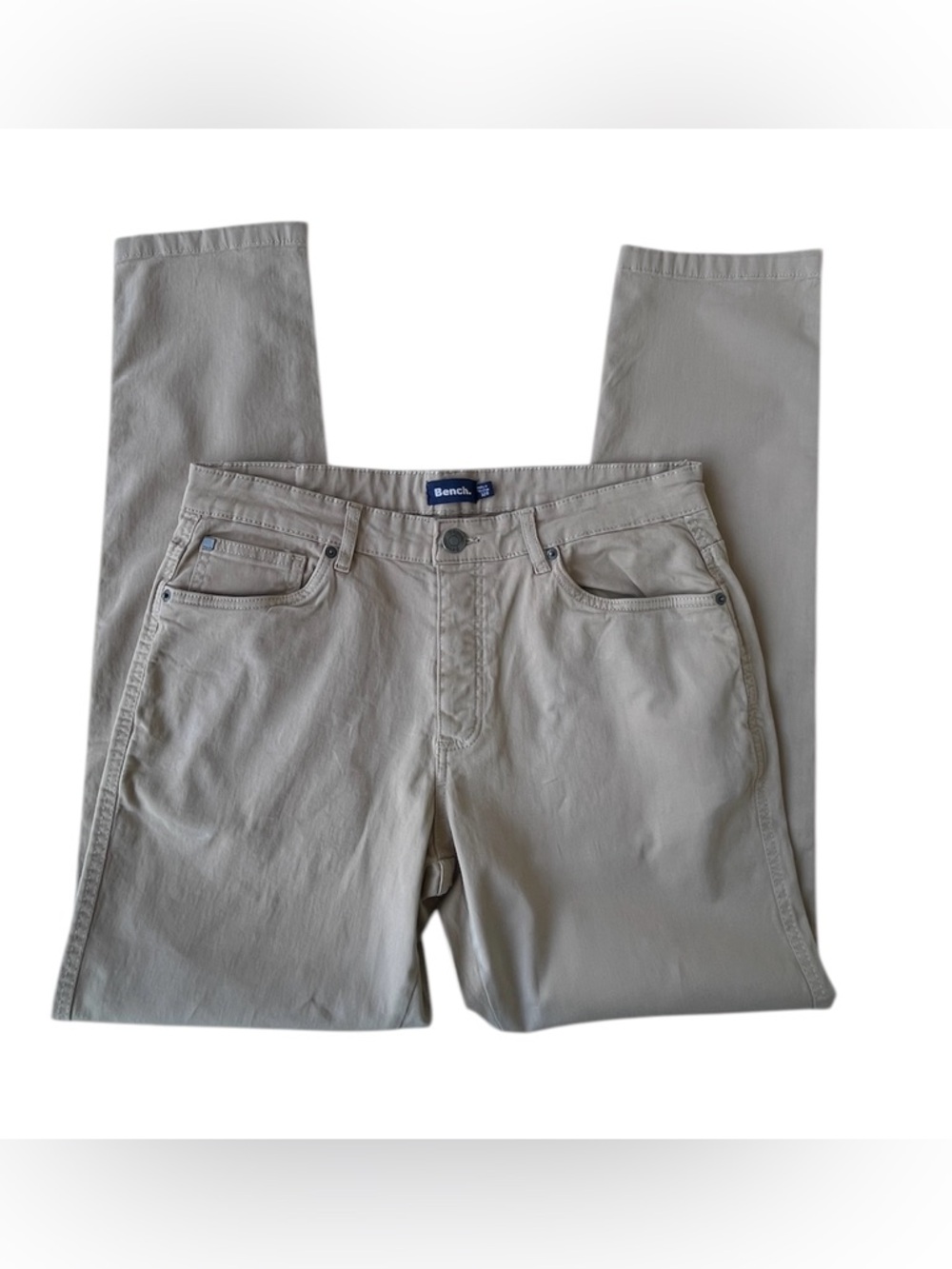 Bench Men's Khaki Tan Pants 4 Pocket Design Tapered Leg Cotton Spandex 32R New